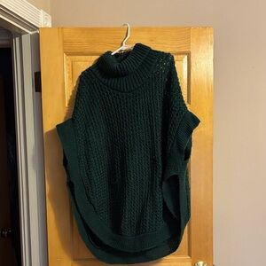 Dark Green Women's Sweater Poncho